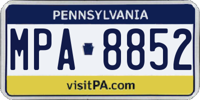 PA license plate MPA8852