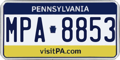 PA license plate MPA8853