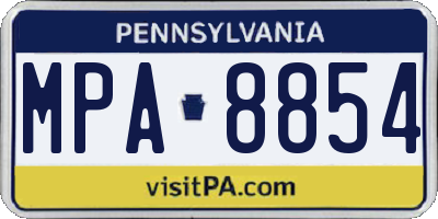 PA license plate MPA8854