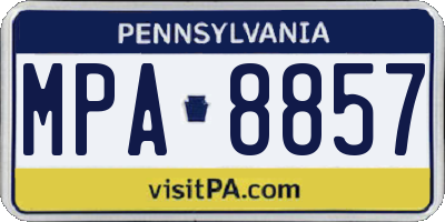 PA license plate MPA8857
