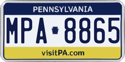 PA license plate MPA8865