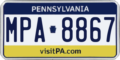 PA license plate MPA8867