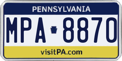 PA license plate MPA8870