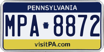 PA license plate MPA8872