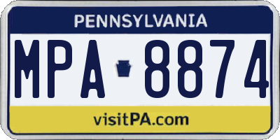 PA license plate MPA8874