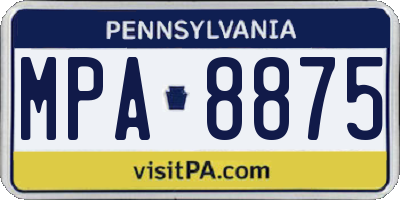 PA license plate MPA8875