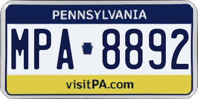 PA license plate MPA8892