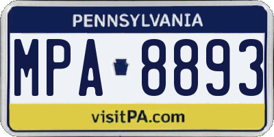 PA license plate MPA8893