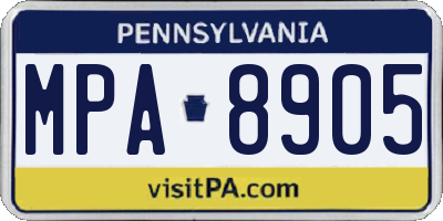 PA license plate MPA8905