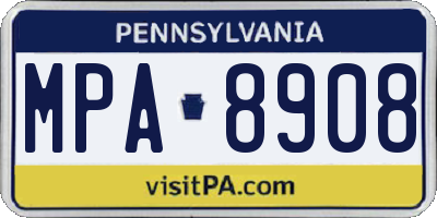 PA license plate MPA8908