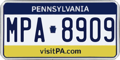 PA license plate MPA8909