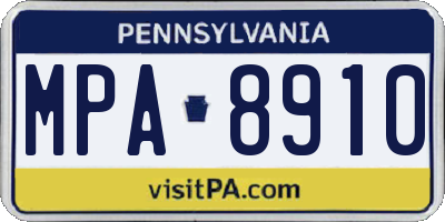 PA license plate MPA8910