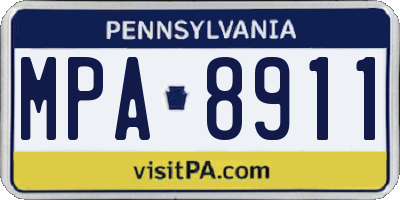 PA license plate MPA8911