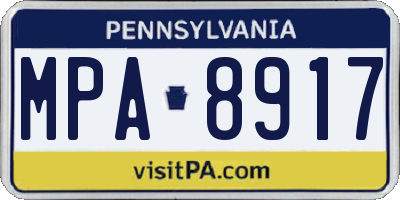 PA license plate MPA8917