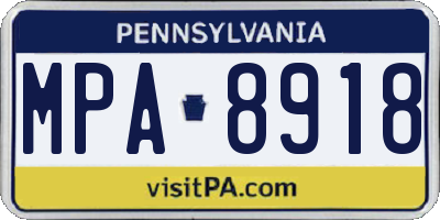 PA license plate MPA8918