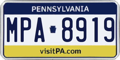PA license plate MPA8919