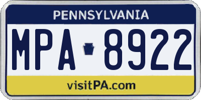 PA license plate MPA8922