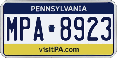 PA license plate MPA8923