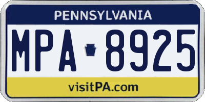 PA license plate MPA8925