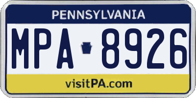 PA license plate MPA8926