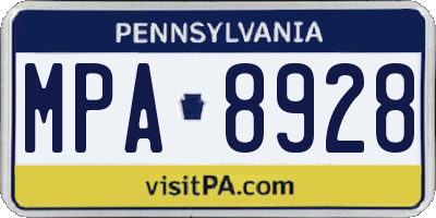 PA license plate MPA8928