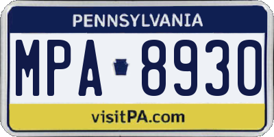 PA license plate MPA8930