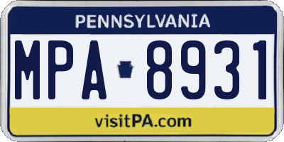 PA license plate MPA8931