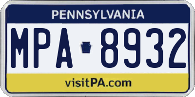 PA license plate MPA8932