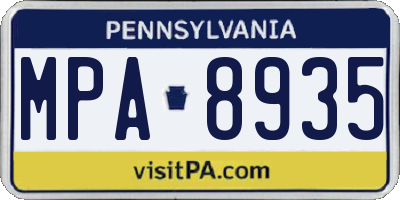 PA license plate MPA8935