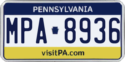 PA license plate MPA8936