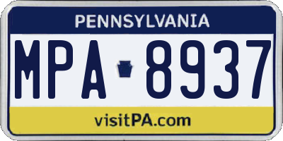 PA license plate MPA8937
