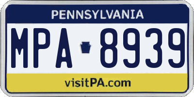 PA license plate MPA8939
