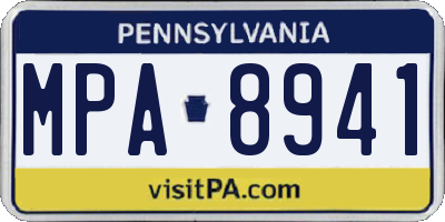 PA license plate MPA8941