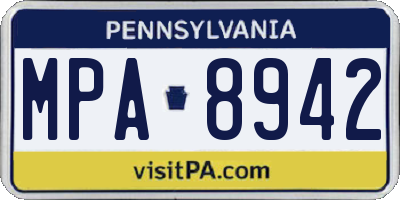 PA license plate MPA8942
