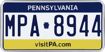 PA license plate MPA8944