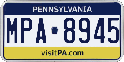 PA license plate MPA8945