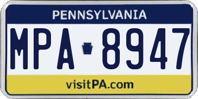 PA license plate MPA8947