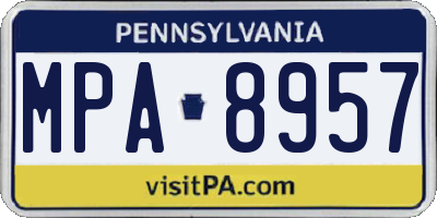 PA license plate MPA8957