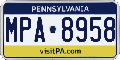 PA license plate MPA8958