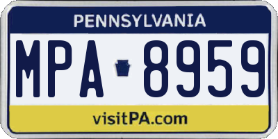 PA license plate MPA8959