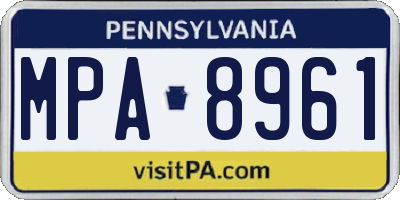 PA license plate MPA8961
