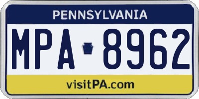 PA license plate MPA8962