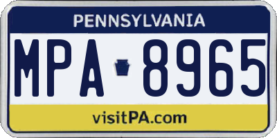 PA license plate MPA8965