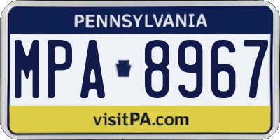 PA license plate MPA8967