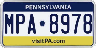 PA license plate MPA8978