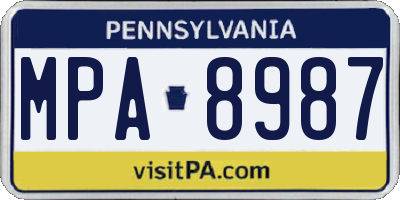 PA license plate MPA8987