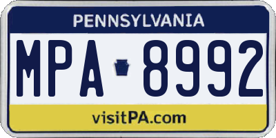 PA license plate MPA8992