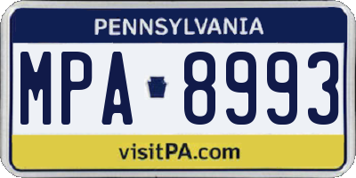 PA license plate MPA8993