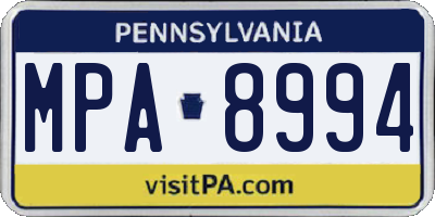 PA license plate MPA8994