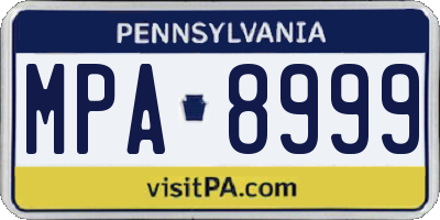 PA license plate MPA8999